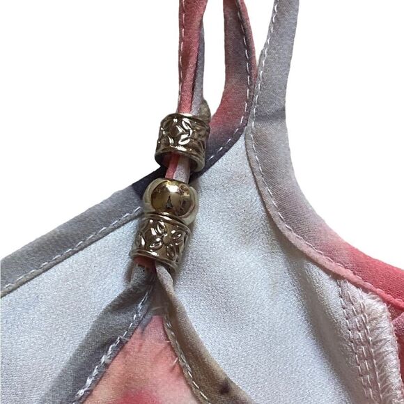 WHBM | Cold Shoulder Pleat Sleeve Watercolor Print Dress, Size 00 - Picture 6 of 9